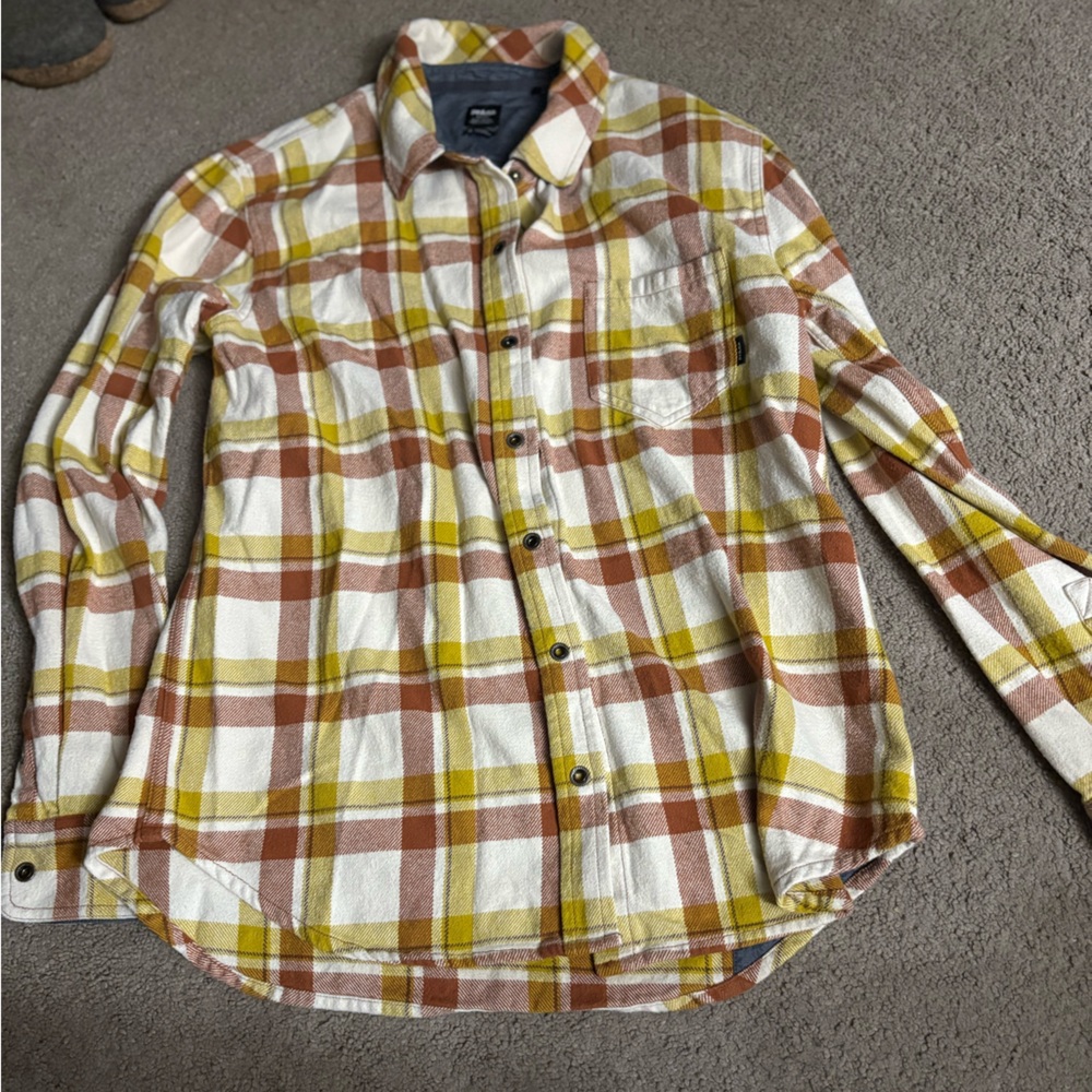 Prana Men's Casual Plaid Shirt - Yellow and Brown